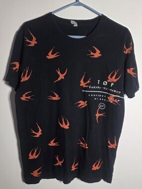 Twenty One Pilots Merch- TOP Band Official Bird Pattern Black T-Shirt - Concert